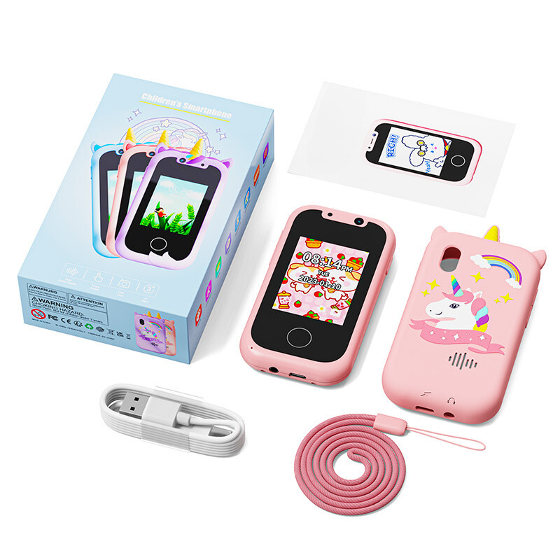 Children Phone Educational Toys Musical Toy Unicorn Baby Mobile Selfie Camera with 512Mb TF Card Toys for Babies Birthday Gifts