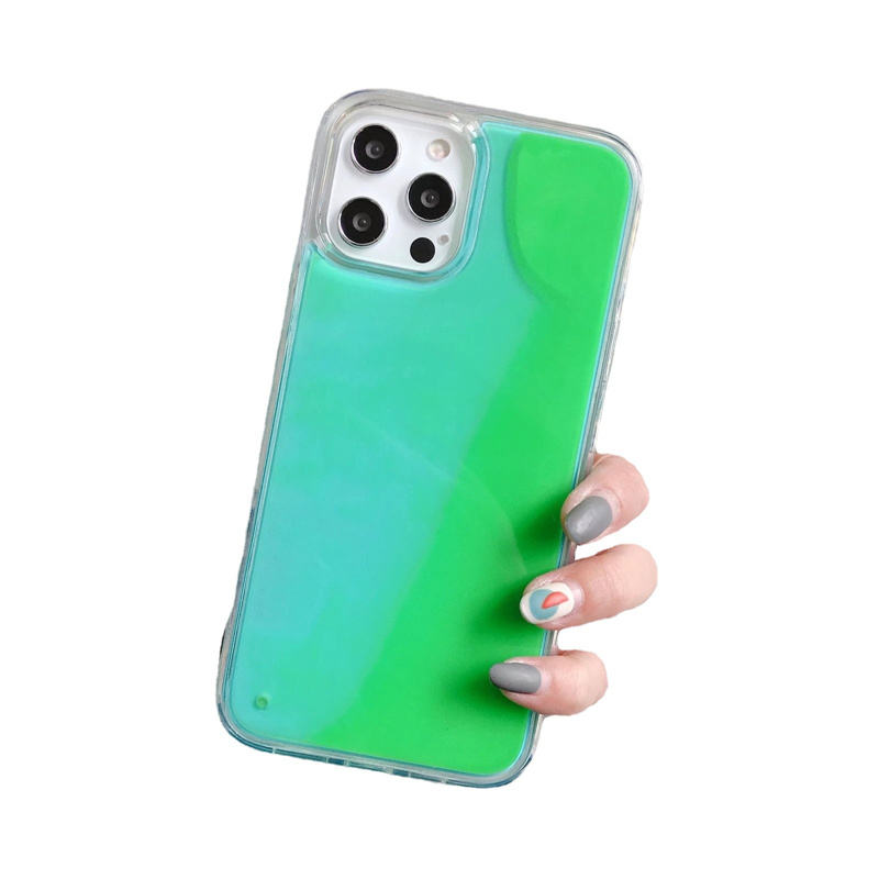 Gradient Luminous Neon Sand Liquid Quicksand Glow The Dark Soft Phone Case For iPhone