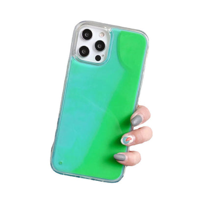 Gradient Luminous Neon Sand Liquid Quicksand Glow The Dark Soft Phone Case For iPhone